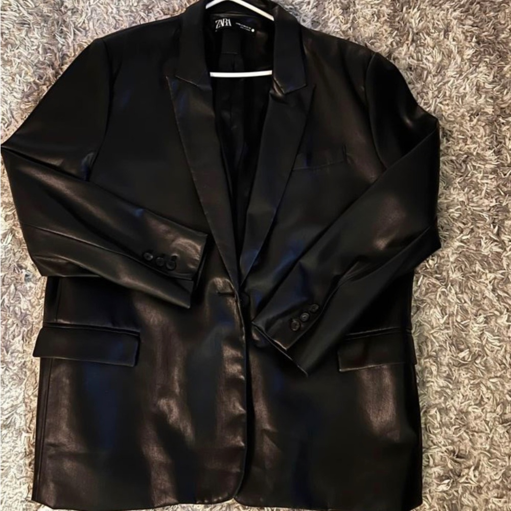 Zara faux leather blazer
